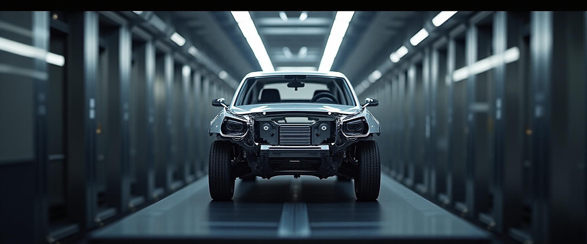 Modern automotive assembly plant with high-precision components