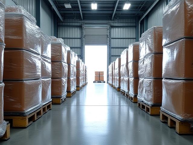 Palletized retail consumer goods ready for international distribution