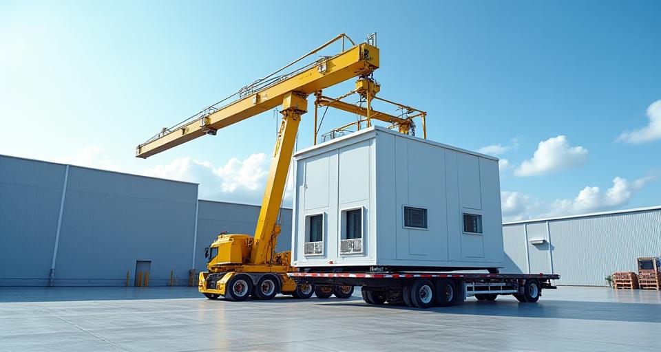 Crane loading a large generator