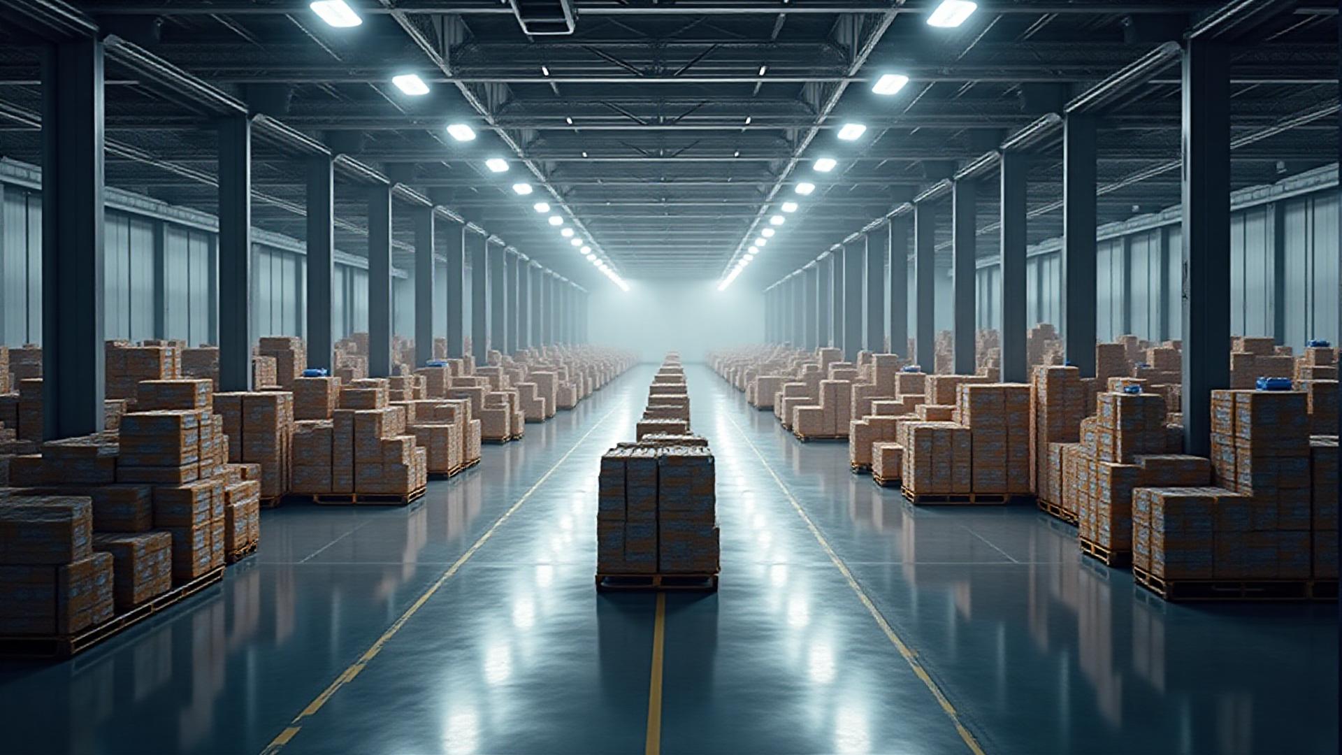 Logistics sorting facility with partial freight loads being prepared for shipment