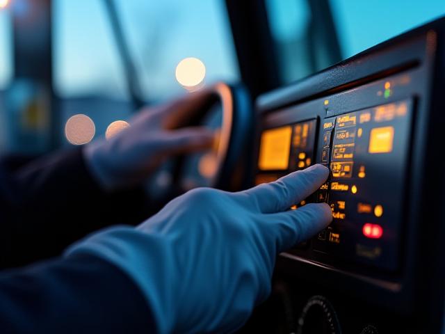 Morgan Logistics driver checking reefer panel with professional focus